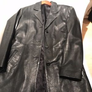 Genuine Leather Coat- Black